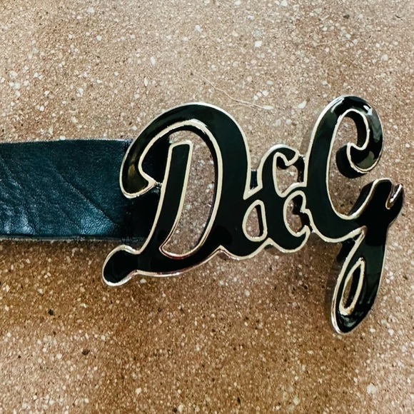 Dolce & Gabbana 00s black genuine leather enamel Logo buckle Bling Belt main image 8